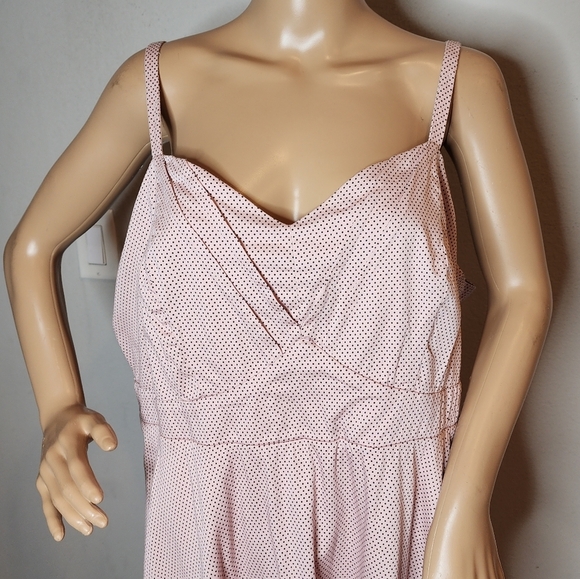 Torrid Pink Black Polka Dot lace trim sleeveless fit and flare dress size 20 - Picture 7 of 14